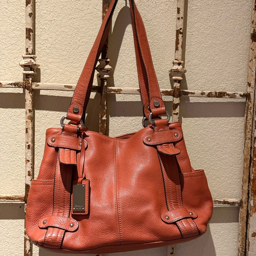 Tignanello Perfect 10 studded burnt orange Leather shoulder Bag